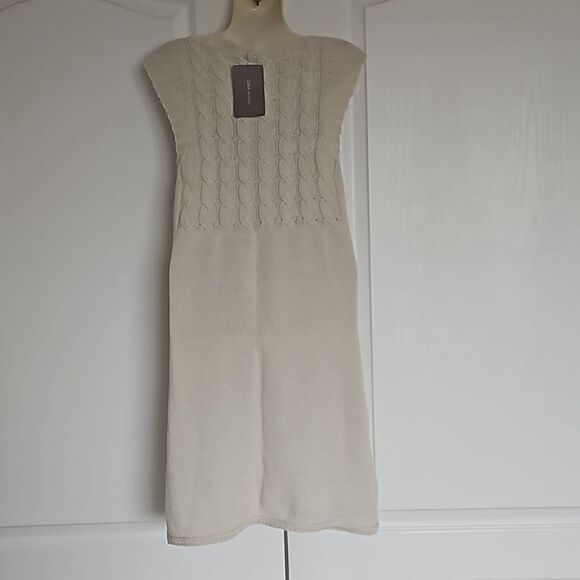 Zara Sweater Mini Sleeveless Dress Small Off White - Picture 5 of 16